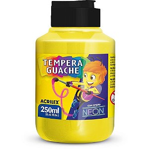 Tinta guache 250ml amarelo limao neon - acrilex (pct.c/06)