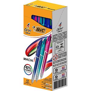 Caneta esferografica 4 cores semi gel sortdas - bic (cx.c/12)