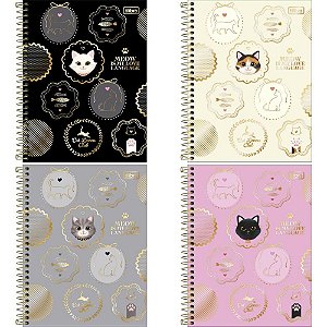 Caderno 01x1 cp.dura colegial perrfect cats 60fls 177x240mm - tilibra (pct.c/04)