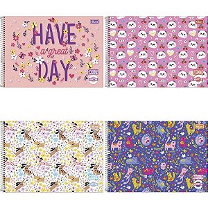 Caderno desenho milimetrado espiral pepper 80fls feminino - tilibra (pct.c/04)