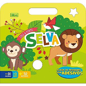 Livro com adesivos cole e pinte selva 16p maleta - tilibra (pct.c/05)