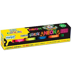 Tinta guache 015ml 06 cores neon - maripel (estojo)