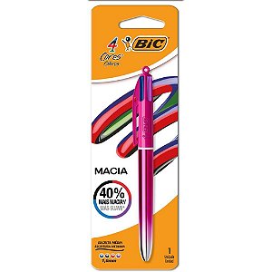Caneta esferografica 4 cores semi gel rosa - bic (blister)