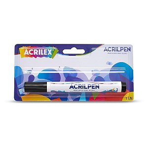 Caneta para tecido preta acrilpen blister - acrilex (cx.c/06)