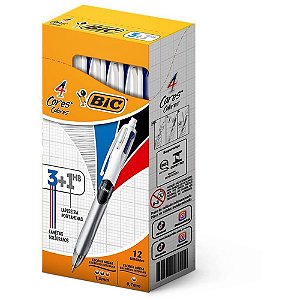 Caneta esferografica 4 cores + lapiseira 0.7 mm - bic (cx.c/12)