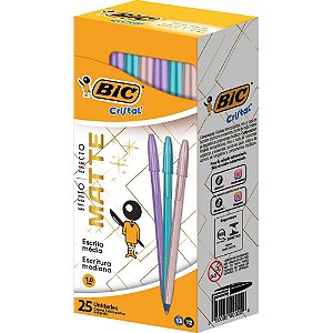 Caneta esferografica cristal mate sortidas - bic (cx.c/25)