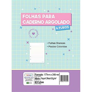 Refil para caderno argolado pautas color.63g. 80f - cadersil (unidade)