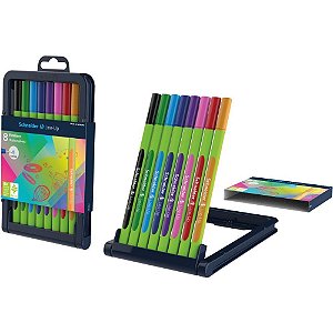 Caneta hidrografica line-up 0.4mm schneider 8 cor - compactor (estojo)