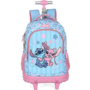 Mochila com rodinha stitch rosa g - luxcel (unidade)