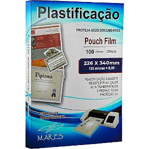 Plastico para plastificacao pouch film oficio 226x340 0,05 - mares (conj/100)