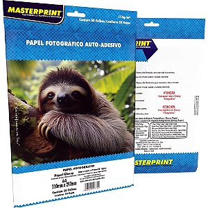 Papel fotografico inkjet a4 glossy 115g auto adesivo - masterprint (pct.c/50)