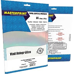 Filme adesivo inkjet a4 135g holografico - masterprint (pct.c/10)