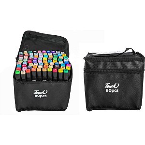 Marcador artistico 80 cores ponta dupla - bbr (unidade)