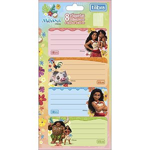 Etiqueta escolar decorada moana c/8etiq. 100x208mm - tilibra (pct.c/10)