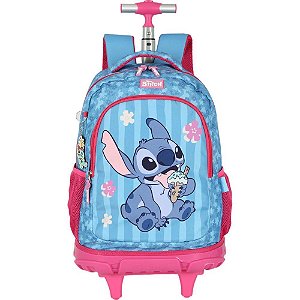 Mochila com rodinha stitch pink g - luxcel (unidade)