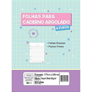 Refil para caderno argolado pautas preta 56g. 80f - cadersil (unidade)