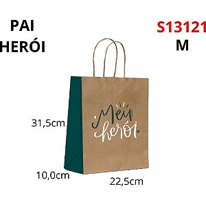 Sacola para presente decorada meu heroi m 22x31x10cm - scrity (pct.c/10)