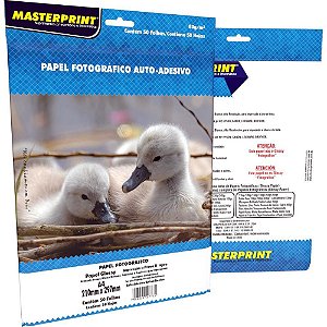 Papel fotografico inkjet a4 glossy 80g auto adesivo - masterprint (pct.c/50)