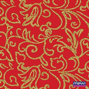 Tnt estampado 1,40m 40g arabesco glitter vermelho - mewi (rl-25mts)