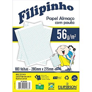 Papel almaco pauta e margem 200x275mm 56g - filiperson (pct.c/100)
