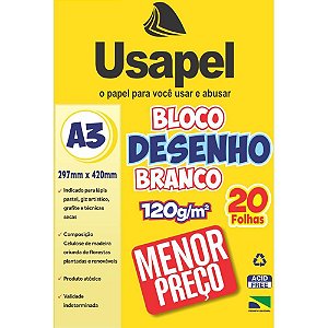 Bloco tecnico sem margem usapel desenho a3 120g 20fls - filiperson (pct.c/05)