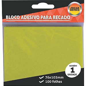 Bloco de recado autoadesivo jocar amarelo 76x102 100fls. - leonora (cx.c/24)