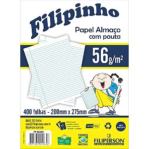 Papel almaco pauta e margem 200x275mm 56g - filiperson (pct.c/400)