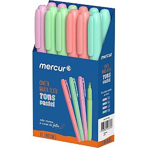 Caneta marca texto tons pastel sortido - mercur (cx.c/12)