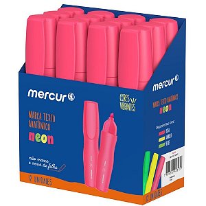 Caneta marca texto rosa anatomico - mercur (cx.c/12)