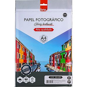 Papel fotografico inkjet a4 glossy brilhante 180g. - brw (pct.c/20)