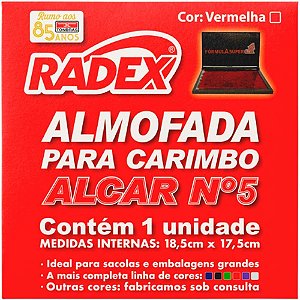 Almofada carimbo n.5 vermelha - radex (unidade)