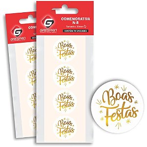 Etiqueta para presente boas festas dourado - grespan (pct.c/70)