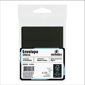 Envelope colorido visita 115x80mm preto 80g - romitec (bl.c/10)