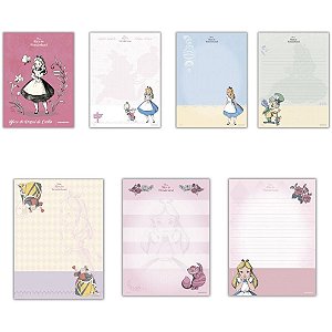 Papel de carta decorado alice in wonderland bloco 70g - animativa (pct.c/09)