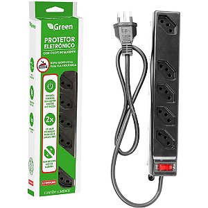 Filtro de linha 5 tomadas bivolt preto - santana centro (unidade)