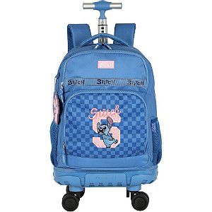 Mochila com rodinha stitch azul g 360g - luxcel (unidade)