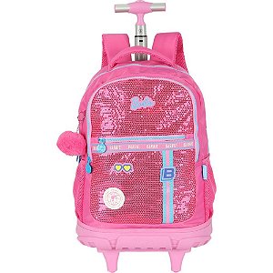 Mochila com rodinha barbie pink g c/paete - luxcel (unidade)