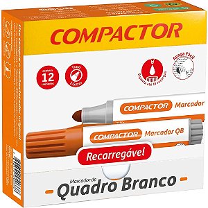 Pincel quadro branco qb recarregavel laranja - compactor (cx.c/12)