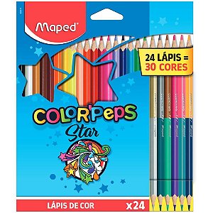 Lapis de cor triangular color peps star 24unds/30cores - maped (estojo)