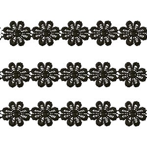 Aviamento renda guipir 13.7m. 25mm preta - nybc (rolo)