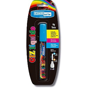 Giz liquido azul 5mm 8g ponta dupla - cortiarte (blister)