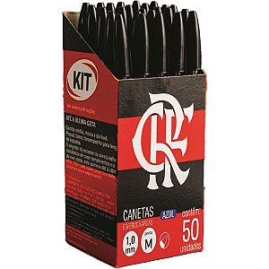 Caneta esferografica flamengo 1.0mm azul - kit (cx.c/50)