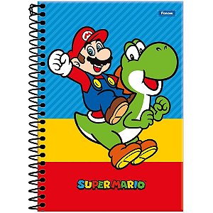 Caderno espiral 1/4 capa dura super mario bros 80fls - foroni (pct.c/05)