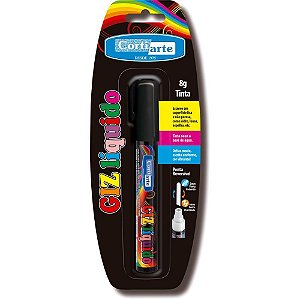 Giz liquido preto 5mm 8g ponta dupla - cortiarte (blister)