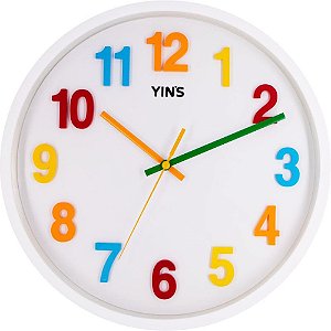 Relogio de parede redondo num.colorido 29,5cm - tt brasil (unidade)