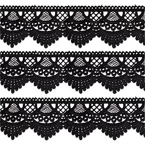 Aviamento renda guipir 13.7m. 68mm preta - nybc (rolo)