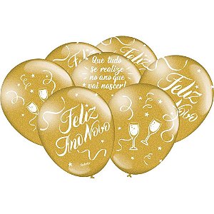 Balao imperial ano novo dourado especial - festcolor (pct.c/25)