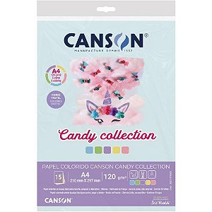 Papel a4 color candy collection 5 cores 120g - canson (pct.c/15)