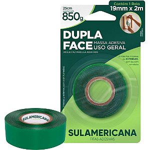 Fita dupla face massa acrilica 19mmx2m. - sulamericana (unidade)