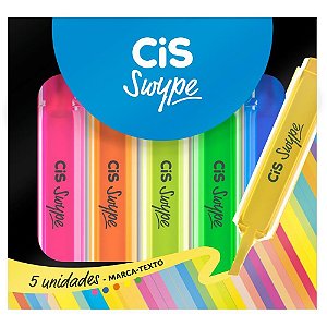 Caneta marca texto cis swype 5 cores - sertic (estojo)